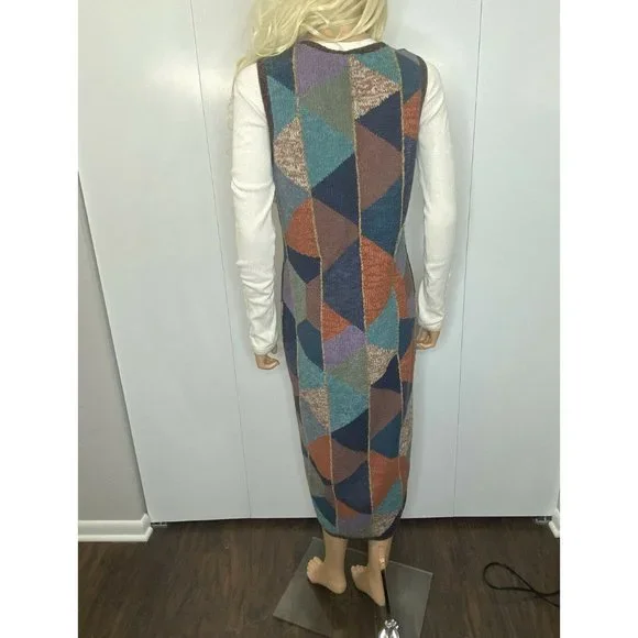 Peruvian Connection KAFFE FASSETT Sweater Vest Duster Medium Geometric - Picture 11 of 12